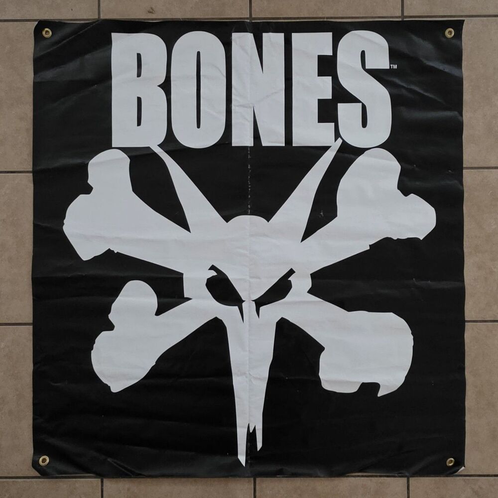 Vtg Black Powell Peralta Vato Rat Bones Brigade Skateboard Shop Banner Y2K 36x34